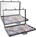 2 Pcs Trade Show Display Case – 34"x22" Large Tabletop Showcase | Aluminum, Locking, for Trading Cards, Sports Cards, TCG, Jewelry – Lightweight & Portable for Exhibitions and Collectibles