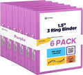 Enday 1.5 Inch Binder (6 Pack - Purple) 3 Ring Binder 1.5 inch with Clear View Cover and 2 Inside Pocket - for Letter Size 8.5 x 11'' Paper, Ideal for School Supplies, Office, and Home