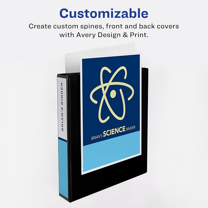 Avery Showcase Standard View 3 Ring Binder, 1.5" Slant Rings, 375-Sheet Capacity, 2.1 Inch Wide Spine,1 White Binder, Ideal for Lightweight Organization and Occasional Referencing (19651) (Pack of 2)