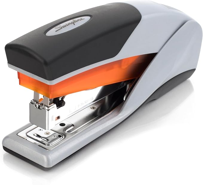 Swingline Stapler, 25 Sheet Capacity, Optima 25, Jam Free, Reduced Effort, Soft Grip, Orange and Gray (66402) (Pack of 6)