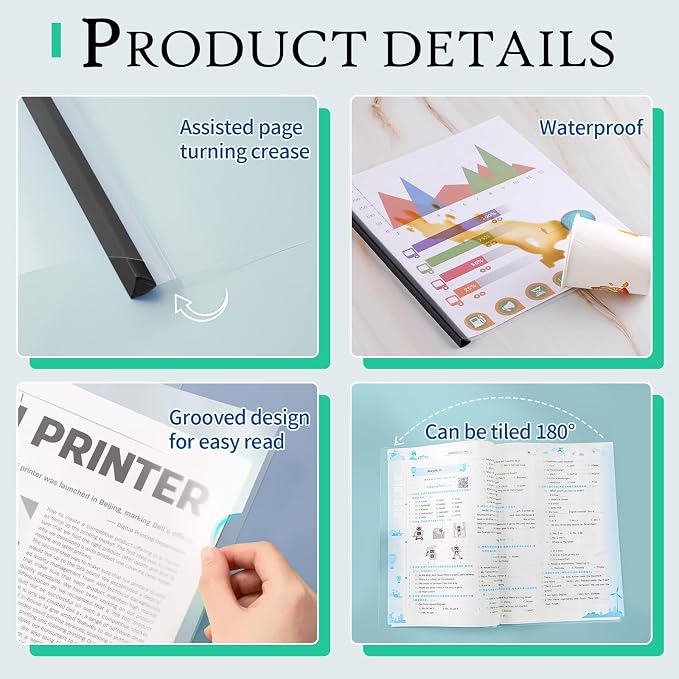 42 Pack Report Covers, COIDEA Report Covers with Sliding Bar | Presentation Folders for A4 and Letter Size Paper, Clear Report Covers Binder Bulk for School Business, 70 Sheet Capacity