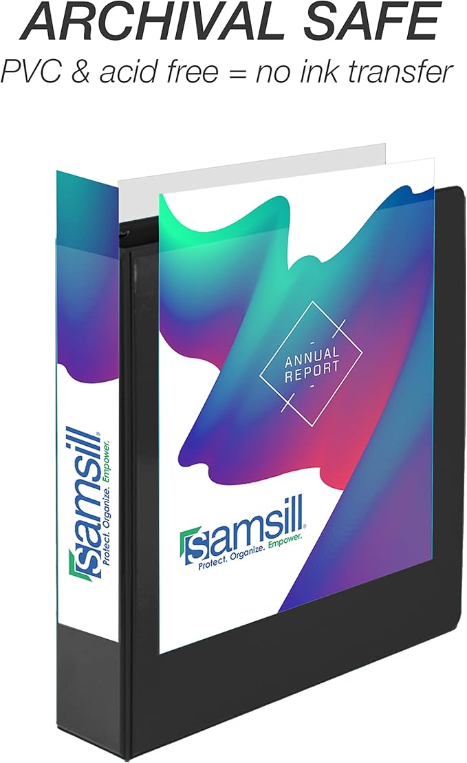 Samsill Durable 2 inch 3 Ring Binder, D Ring Binder, 100% Recycled Chipboard, Basic Assortment,12 Pack