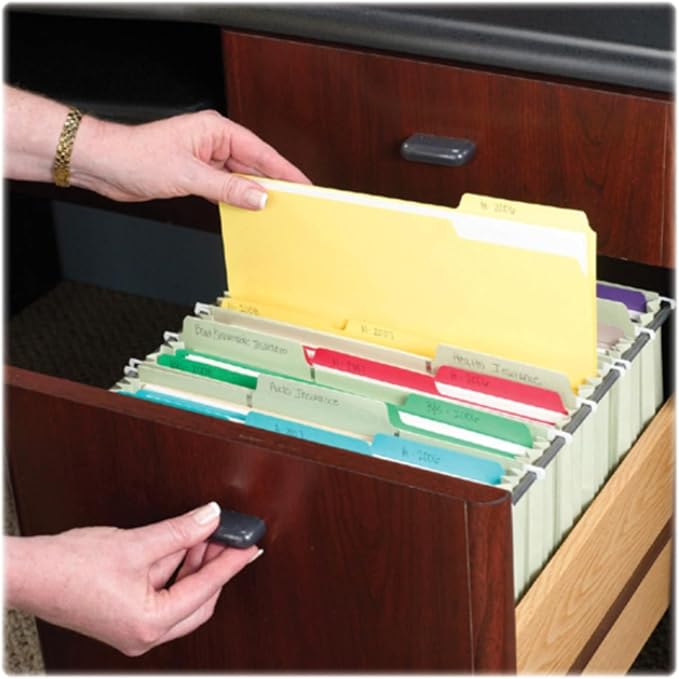 Smead Interior File Folder, 1/3-Cut Tab, Letter Size, Assorted Primary Colors, 100 per Box, Expandable File Folders for Filing Cabinet