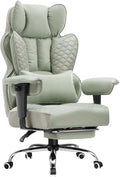 COMHOMA Big and Tall Office Chair Heavy Duty Wide Ergonomic Gaming Chair with Deluxe Embossing Designed Leather with Foot Rest,150°Reclining Adjustable Armrests Pocket Spring Back Support and Pillow