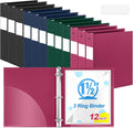 Henoyso 12 Pcs 1.5" 3 Ring Binders, Colored Binders, Assorted Dark Color | Flexible Soft Binders, for Office School Business, Fits Letter Size 8.5'' x 11'' Paper, Holds 100 Sheets with 2 Pockets