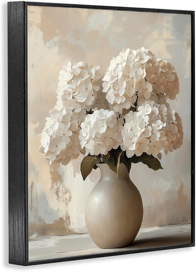 'Vase of Hydrangeas in Bloom'| Framed Giclee Art | Stupell Industries | Black, 16 x 20 Inches, Easy to Hang and Sturdy, Made in USA, by LSR Design Studio