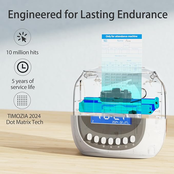 Time Clocks for Employees Small Business, Auto-Align Time Clock, 6 Punches per Day Time Machine | Clock in Machine for Employees with 50 Time Cards and 1 Ink Ribbon (Inside)