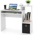 GIANTEX White Computer Desk with Drawers & Keyboard Tray, Modern Home Office Desk with Storage Shelves & Printer Stand, Laptop PC Table for Workstation, Study Writing Desk for Small Spaces, Bedroom
