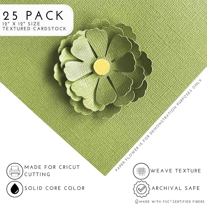 GREEN TOMATO—12x12 Textured Cardstock | 80lb Textured Green Scrapbook Paper | Premium Cardstock for Cricut Cutting | 25 Sheets