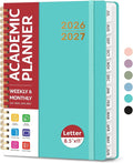 Taja Planner 2026-2027, Jul 2026-Jun 2027 Monthly & Weekly Calendar Book | 8.5" x 11", Hardcover Academic Calendar with Tabs, Teacher Student Agenda Book for School Office Supplies - Aquamarine