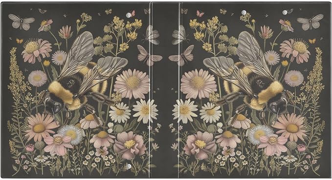 3 Ring Binder Bee Wildflowers 1.5 Inch Three Ring Binder | Cute Binder with 3 Storage Pockets for Women School Office Supplies