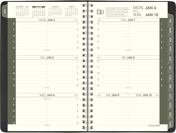 AT-A-GLANCE 2027 Appointment Book Planner, Weekly & Monthly, 5" x 8", Hourly, Recycled, Black (70100G0527)
