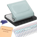 10 Hole Punch Binding Machine for Planners with 10 Multi-Color Binder Rings | 30 Holes on A4, 20 Holes on A5, 26 Holes on B5, 10 Sheet Capacity (Pale Blue)