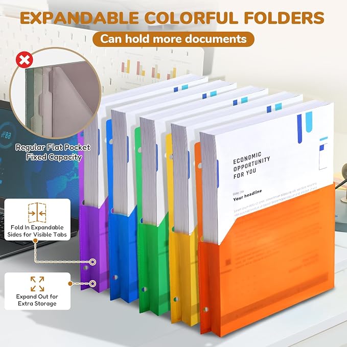 JoyCat 3 Ring Binder Clipboard with Storage, 5 Folders, Classical | 3 ring clipboard portfolio combines five expandable folders, a refillable letter size notepad and storage