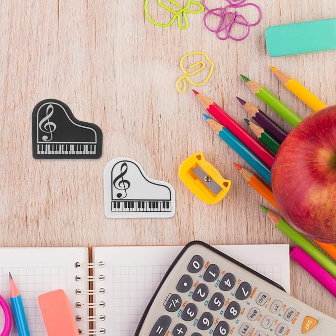 Milisten Piano Shaped Erasers 20 pcs Small for Students Classroom Rewards School Supplies Homework Correction Cute Party Favors 1.77 X 1.49 X 0.78 in
