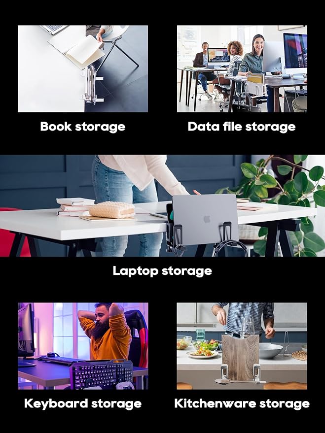 NODOCA 2-Slot Laptop Storage for Desk, Vertical Laptop Stand for Desk, MacBook Vertical Stand, with Headphone Holder, Desk Side Storage for MacBook/Surface/Samsung/HP/Dell[L, White]