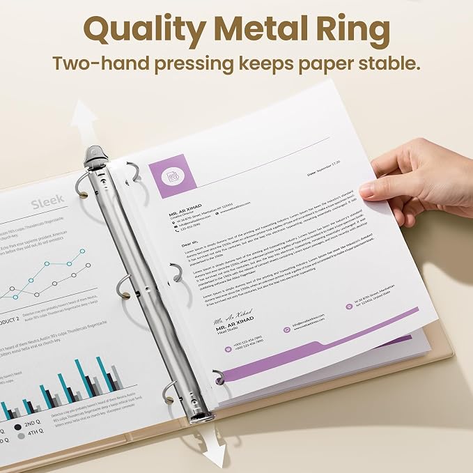 SUNEE 3 Ring Binder 3 Inch 4 Pack, Clear View Binder Three Ring PVC-Free (Fit 8.5x11 Inches) for School or Office Supplies, Neutral Aesthetic