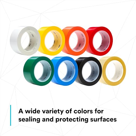 3M Vinyl Tape 471, Yellow, 2 in x 36 yd, 5.2 mil, 24 Roll/Case