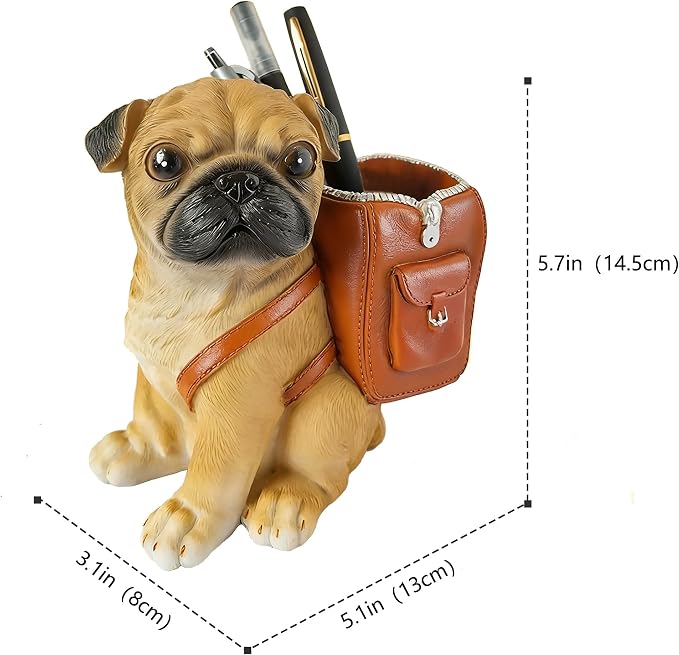Funny Dog Pen Holder, Pencil Holder for Desk, Pug Gifts for Women Men, Cute Desk Pen Organizer for Home Office School Decoration
