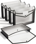 ThinkTex Plastic Expanding File Folder, Transparent envelopes with Snap Closure, No Dividers, Large Capacity, Fit Letter/A4 Size - 5 Packs