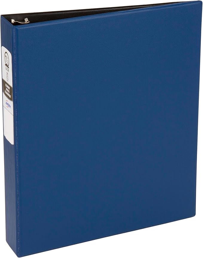 Avery Standard 3 Ring Binder, 1.5" Round Rings, 1 Blue Binder | For Everyday School and Home Organization, Two Clear Interior Pockets, Nonstick PVC-Free Storage, Lay-Flat Back-Mounted Rings