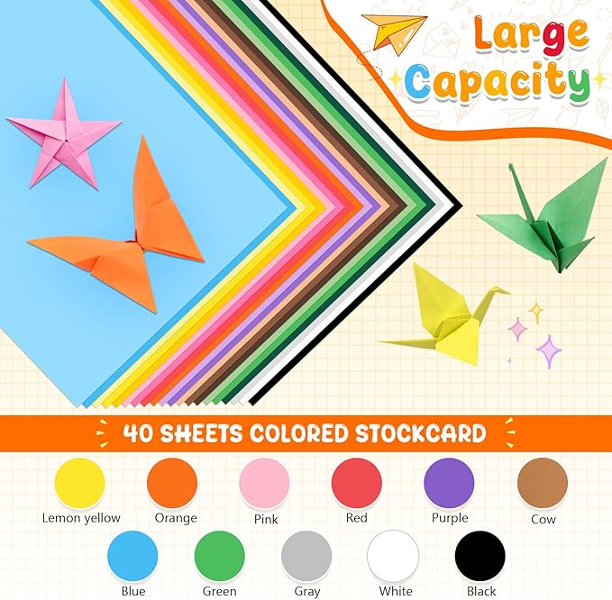 Cream White Cardstock 40 Sheets 8.5 x 11 Inches, 180gsm/65lb Construction Paper, Colored Card Stock Paper Bulk for Printing, DIY, Office & School, Scrapbooking, Crafts