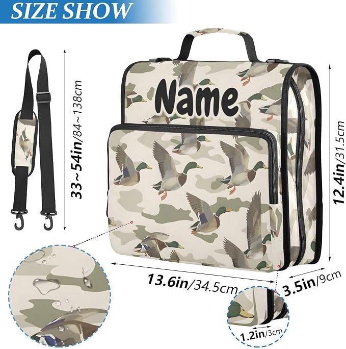 Custom Wild Duck Background 3 Ring Binder Bag 1.5 inch Personalized Name Binder Organizer 500 Sheet Documents Storage for School Office