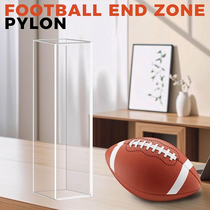 Clear Football End Zone Pylon Display Case with Mirrored, Acrylic Shadow Box for Football End Zone Pylon UV Protecting Game Day, 18.7" H x 5" L x 5" W
