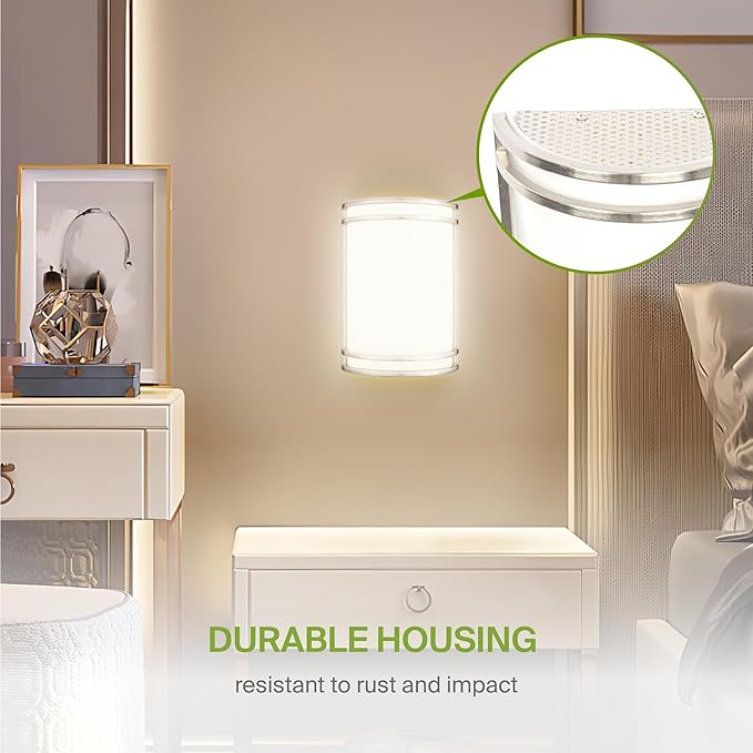 ASD Indoor LED Wall Sconce Lights - 8 Inch 15W Brushed Nickel Modern LED Wall Sconces Hardwired - ETL Dimmable 3000K 4000K 5000K Adjustable Sconce Light Fixture for Bedroom, Hallway