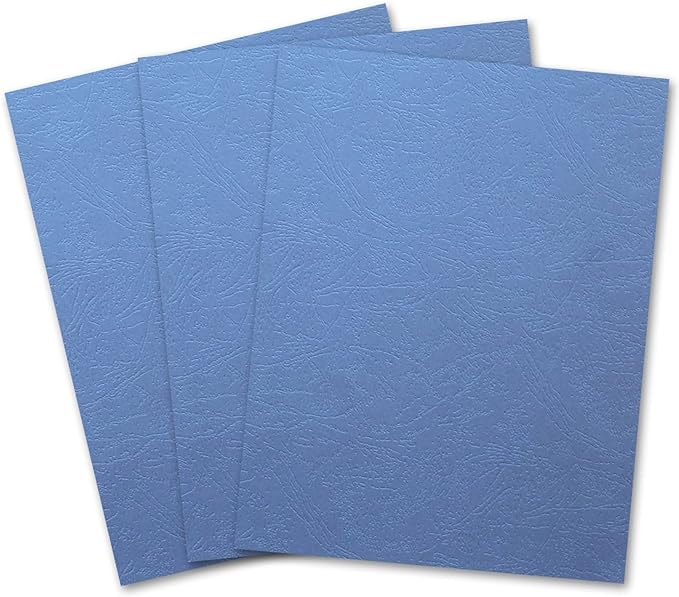 Binditek 13 Mil Paper Binding Covers, 8.5 x11 Inches, Blue, 100 Pack | Grain-Texture, 8.5" x 11" Letter Size, 250 GSM, 90 lb, Square Corners, Unpunched, for Business, School Projects
