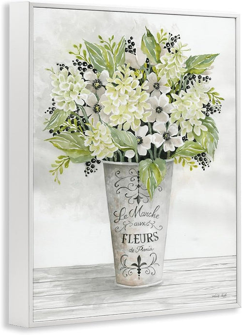 'French Floral Greenery Bouquet'| Framed Giclee Art | Stupell Industries | White, 16 x 20 Inches, Easy to Hang and Sturdy, Made in USA, by Cindy Jacobs