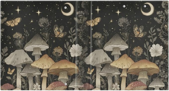 Mystical Mushrooms and Butterflies Binder 3 Ring 1.5 Inch Binder with Clipboard&Pockets, Hardcover Binders Heavy Duty Large File Folder for Office School Supplies - Holds 200 Sheets