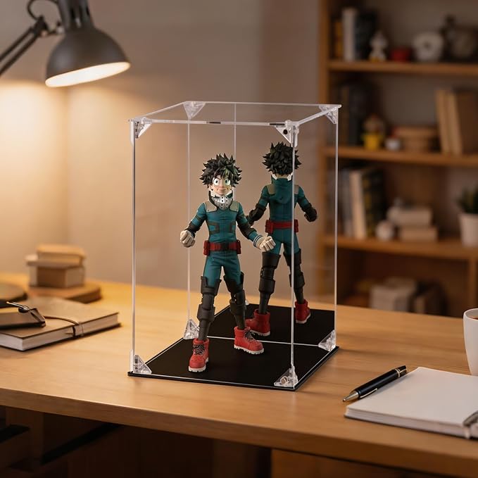 Display Case for Collectibles Assemble Clear Acrylic Box Alternative Glass Case for Display Action Figures Home Storage Organizing Toys (Internal dim 7.5X7.5X11 inch)