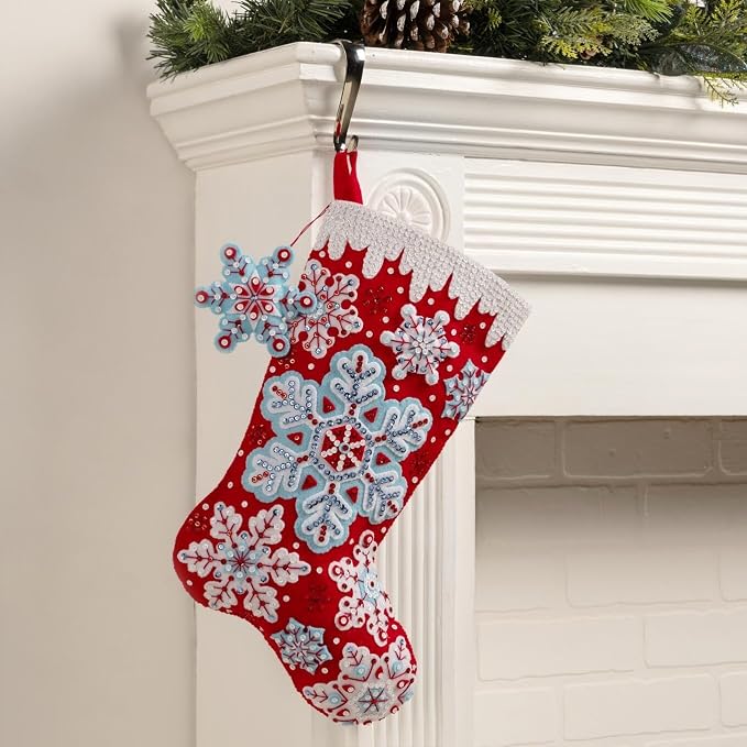 Bucilla Felt Applique 18" Stocking Making Kit, Frosty Flurries, Perfect for DIY Arts and Crafts, 89735E