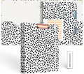 EYROZILL 3 Ring Binder 1 Inch for Letter-Size 8.5" x 11" Paper with 5-Tab Dividers, Cute Three Ring Binder Folders with Profile Clipboard for Women School Office Supplies, Polka Dots