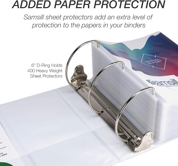 Samsill Durable 6 inch 3 Ring Binder, Locking D Ring 100% Recycled Chipboard, White, Pallet of 120 Binders in 20 Cartons
