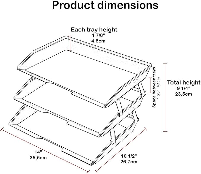 Acrimet Facility 3 Tier Letter Tray, Side Load, Letter Size/A4, Desktop File Organizer, Plastic (Solid Green Color)