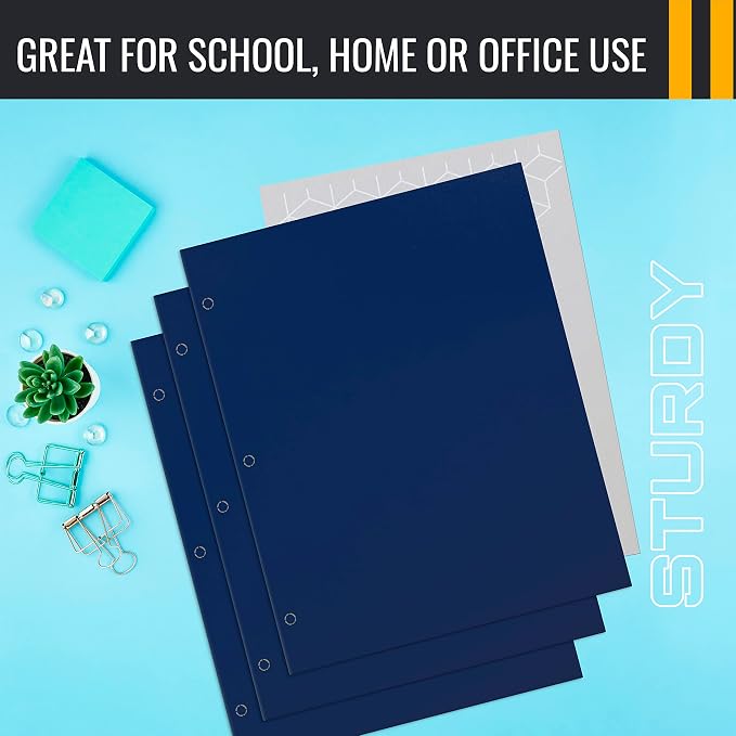 Better Office Products Blue Folders with Pockets, 50 Pack Letter Size Two Pocket Portfolio Folders, Durable Paper Folders for School Classroom Office Organization, Standard Letter Size Blue Folders