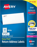 Avery Return Address Labels, Laser Printers, 6,000 Labels, 2/3 x 1-3/4, Permanent Adhesive, 5 Packs (5155)