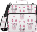 Funny Llamas Pink Glasses Zipper Binder Bag 3 Ring Binder with Shoulder Strap Zip Up 500 Sheets Capacity Multi Pockets for School Office Supplies