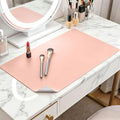LovePads Makeup Mat for Vanity, 14" x 24" PVC Desk Mat & Dresser Cover Top | Waterproof Desk Protector, Vanity and Desk Accessories; Wipes Clean, Ideal for Writing, Nail Art, Craft Table, Pink+Silver