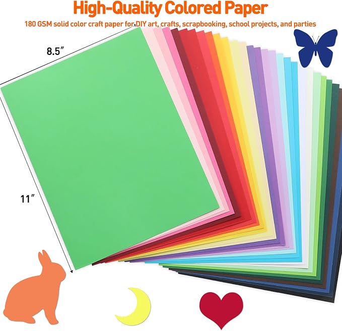 MAXECHO 8.5" X 11" Colored Cardstock Bulk 300 Assorted Sheets in 30 Colors Construction Paper Card Stock Printer Paper for DIY Crafts, Kids School Supplies, Cricut, 180 GSM