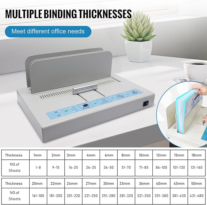 Thermal Binding Machine Book Binder Machine Book Binding Kit 500 Sheets Capacity Thermal Binder A3/A4/A5 Document with Glue Strips Cover 110V Hot Melt Machine Heat Binder Contract Document Invoice