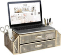 BLU MONACO | Monitor Stand with Drawer Storage | Desk Top Monitor Stand Riser Gold | Computer Support Organizer Elevador de Monitor