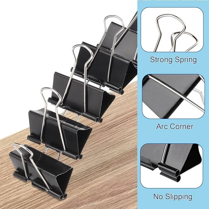 Ufmarine Extra Large Binder Clips 2 inch, (72 Pcs) Big Paper Clips for Office
