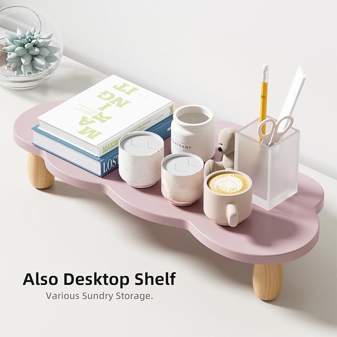 AFOOYO Monitor Stand Riser,Cloud Shape Wood Computer Monitor Stand, 16.5IN Monitor Stand Riser, Multi-Purpose Desktop Organizer Riser for Computer,Laptop,Printer,TV,Purple
