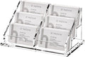 HeZone Business Card Holder for Desk, Acrylic Business Card Organizer , Multiple 6 Slots 3 Tier Business Cards Stand for Women& Men,Office Desk Accessories,Organize 300 Cards-1 Pack(Horizontal,Clear)