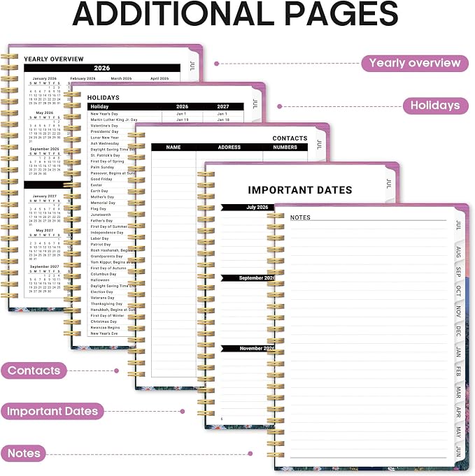 Planner 2026-2027, Monthly & Weekly Jul 2026-Jun 2027 Planner Calendar
