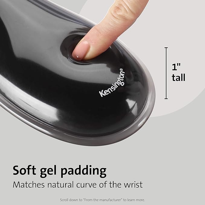 Kensington Duo Gel Mouse Pad with Wrist Rest, Ergonomic Wrist Support for Pain Relief, Comfortable Non-Skid Gel Pad for Computer, Laptop, Office & Home 9.6" x 7.6", Blue K62401AM