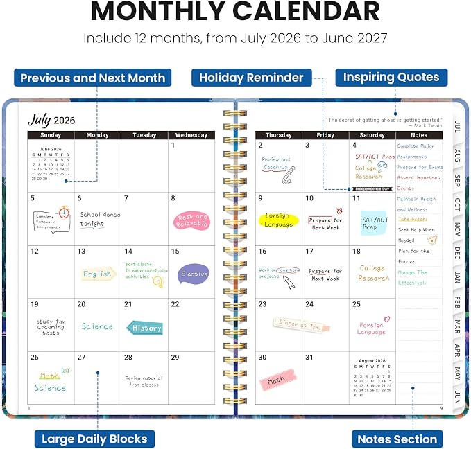 ZOTIA Planner 2026-2027 Weekly & Monthly Calendar Planner Jul 2026-Jun 2027